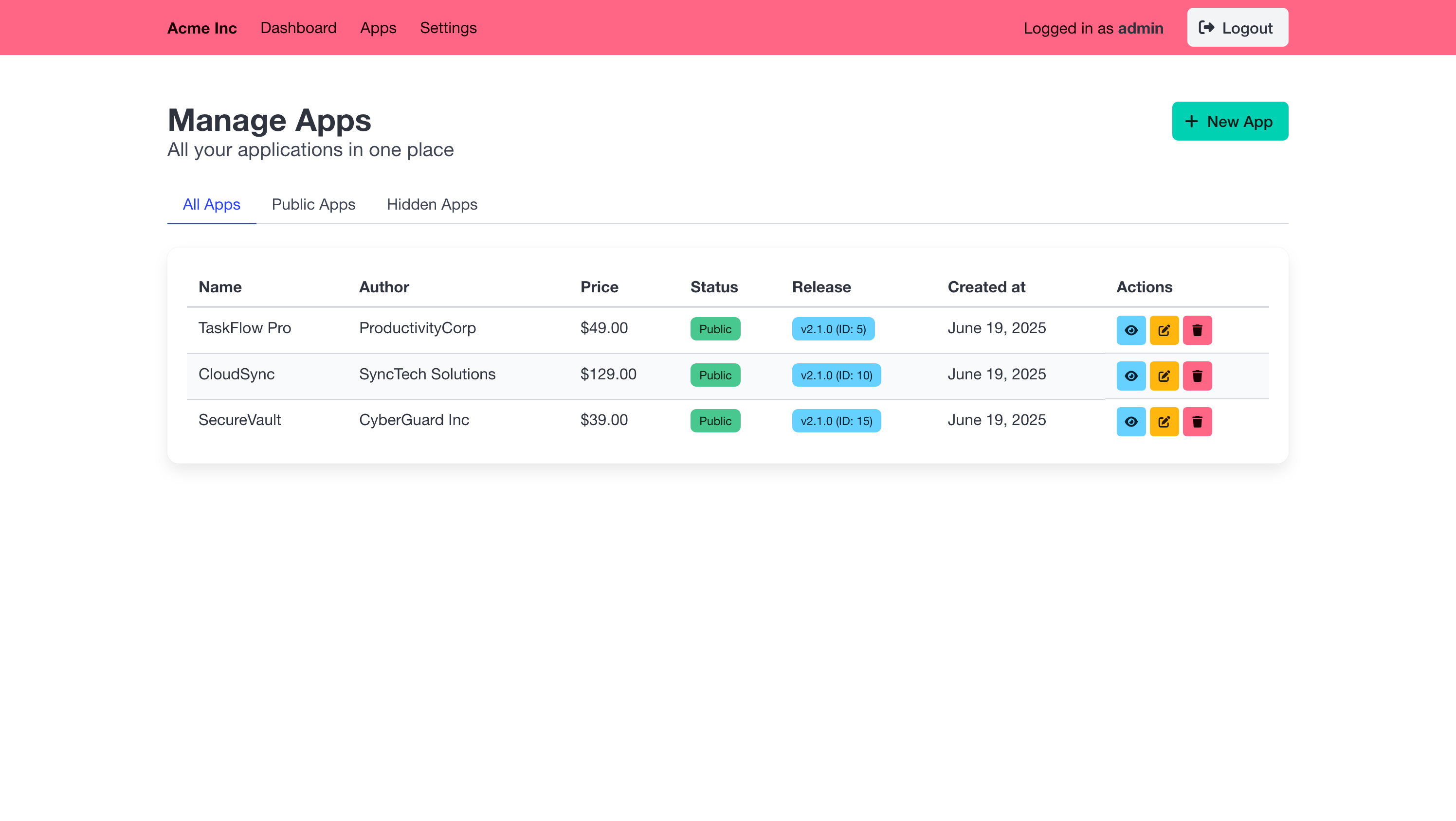 Manage Apps